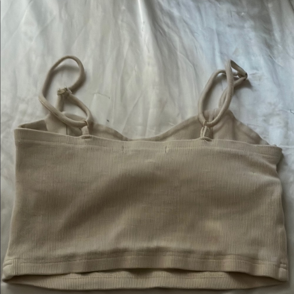 Cream Ribbed Crop Top - Picture 3 of 3